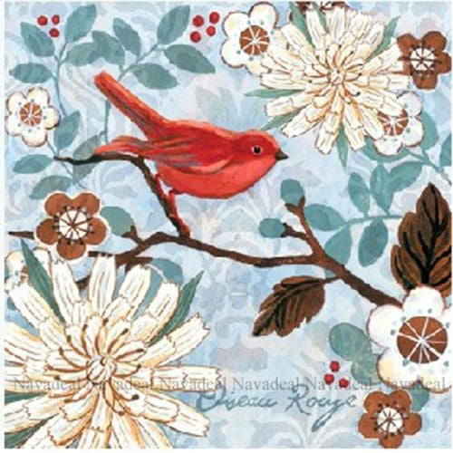 4pcs Colorful Flora Red Green Blue Birds Decorative Painting Canvas Wall Poster