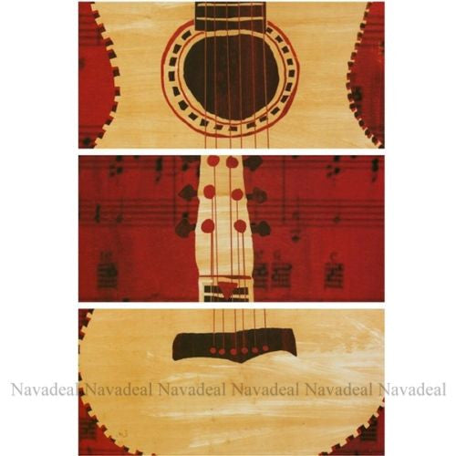 2Pcs Modern Art Red White Guitars Music Notions Decorative Canvas Wall Posters