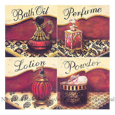 4pcs Painting Bath Oil Perfume Lotion Powder Salon Decorative Canvas Wall Poster