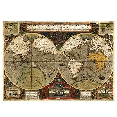 Vintage Canvas Poster 1595 World Expedition Voyage Navigation Sailing Map 39*28