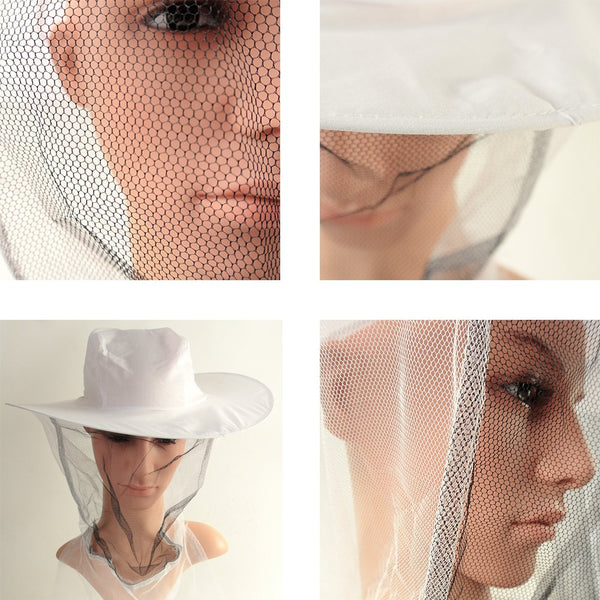 NAVAdeal White Beekeeper Beekeeping Hat with Veil Mosquito Fly Head Net Face Protection Halloween Costume