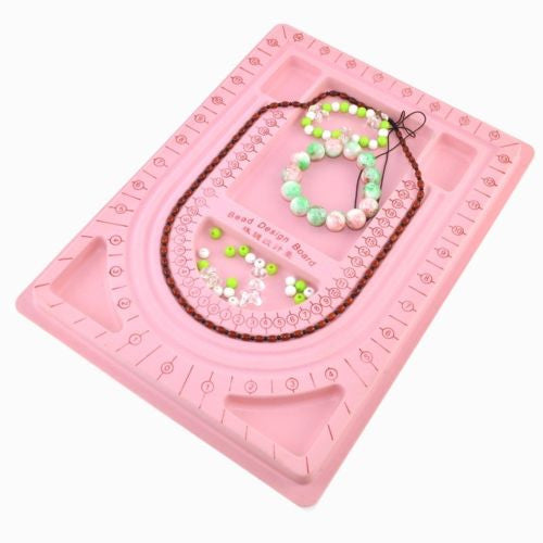 Pink Bead Pearl Design Board Necklace Pendant Measure Jewelry Tray Tool Organize