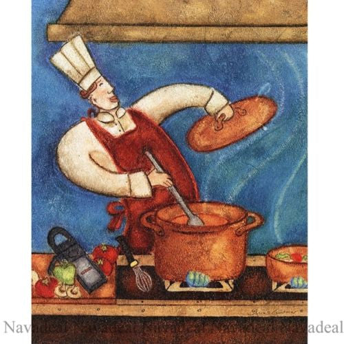 4pcs Painting Happy Restaurant Chefs Cooking Art Decorative Canvas Wall Poster