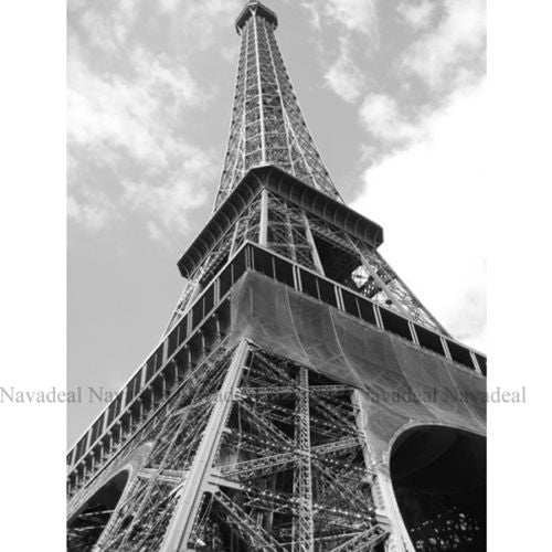 Black White Old Photography Up Look Paris Eiffel Decoration Canvas Wall Poster