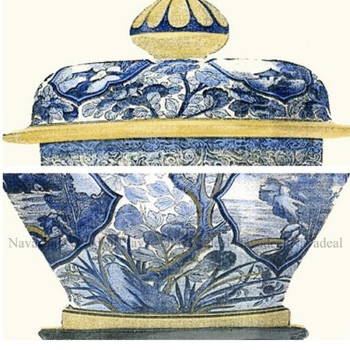 2Pc Vintage Blue Porcelain China Vase Decorative Painting Canvas Wall Art Poster