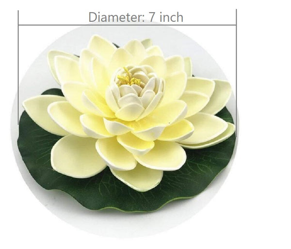 NAVAdeal 6/12 Count Ivory White Artificial Floating Lotus Flowers, Lily Pad Ornaments, Perfect for Koi Pond Pool Aquarium Home Garden Birthday Party Wedding Decoration