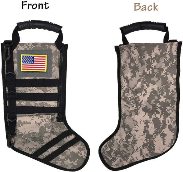 SPEED TRACK Tactical Christmas Stocking, Gift for Veterans Military Patriotic and Outdoorsy People (Camouflage)