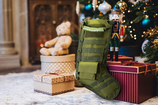 SPEED TRACK Tactical Christmas Stocking, Gift for Veterans Military Patriotic and Outdoorsy People  (Green)