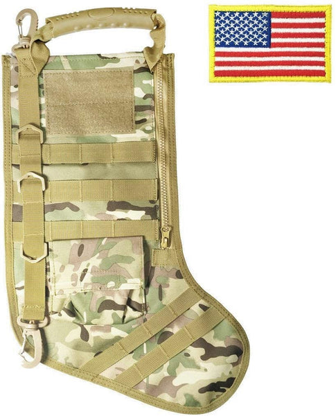 SPEED TRACK Tactical Christmas Stocking, Gift for Veterans Military Patriotic and Outdoorsy People  (Camo)