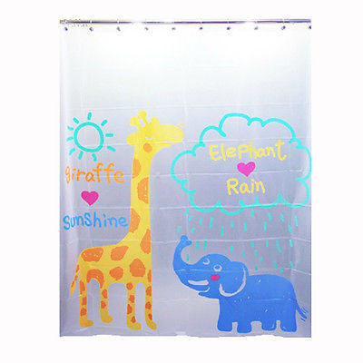 Cartoon Giraffe & Elephant Shower Curtain, Kids