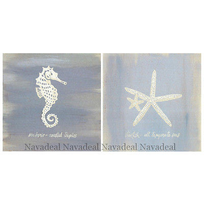 2Pcs Painting Ocean Sea Star Sea Horse Art Decorative Canvas Wall Poster Picture